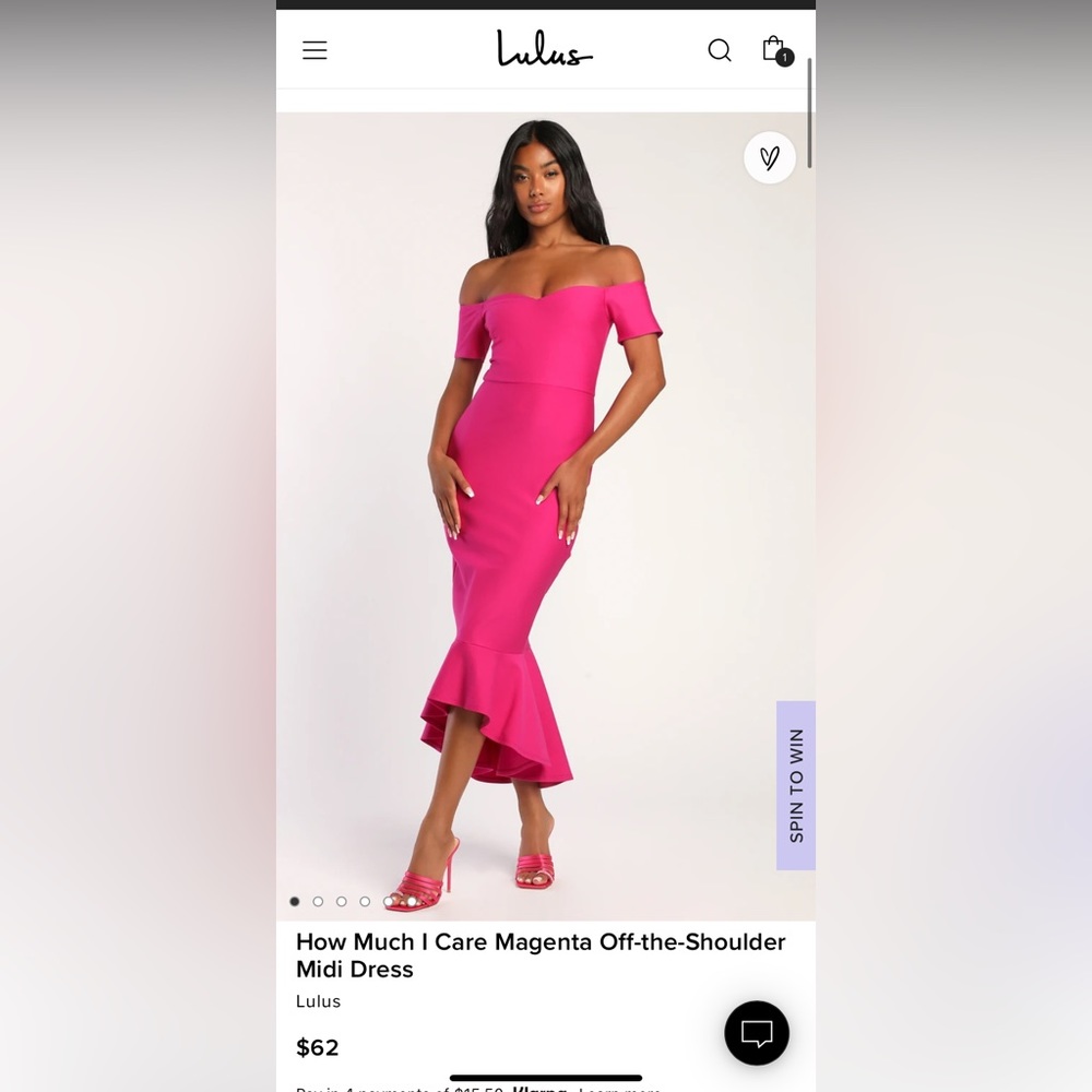 Magenta off the shoulder dress